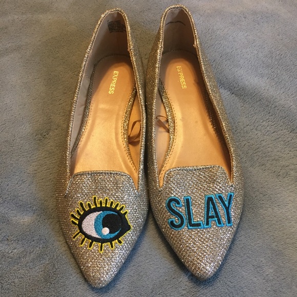 Express Shoes - NWOT Express Sparkle Slay Slip Ons Size 7